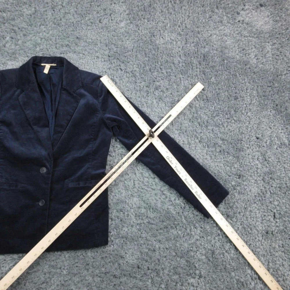 Eileen Fisher Blazer Womens 0 Navy Blue Corduroy Stretch Organic Cotton Jacket - Picture 8 of 16